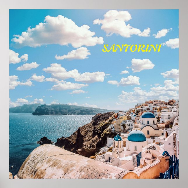 Póster Santorini, Grecia Beach House (Frente)