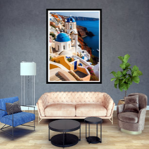 Póster Santorini Grecia hermosas casas solares