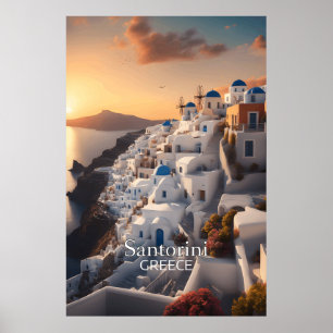 Póster Santorini, Grecia: Inolvidable Paraíso Vacacional