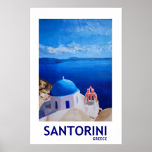 Santorini Grecia - Poster de estilo retro II