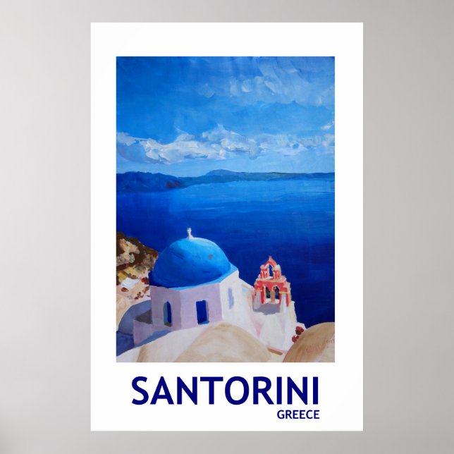 Póster Santorini Grecia - Poster de estilo retro II (Frente)