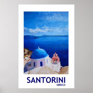Póster Santorini Grecia - poster retro II del estilo