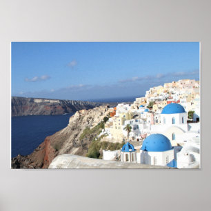 Póster Santorini, Grecia, pueblo de Oia, fotografía,