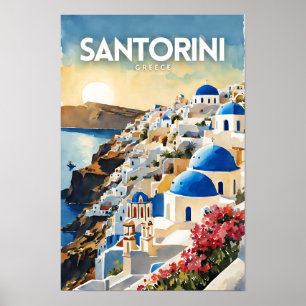 Póster Santorini Grecia Travel Art