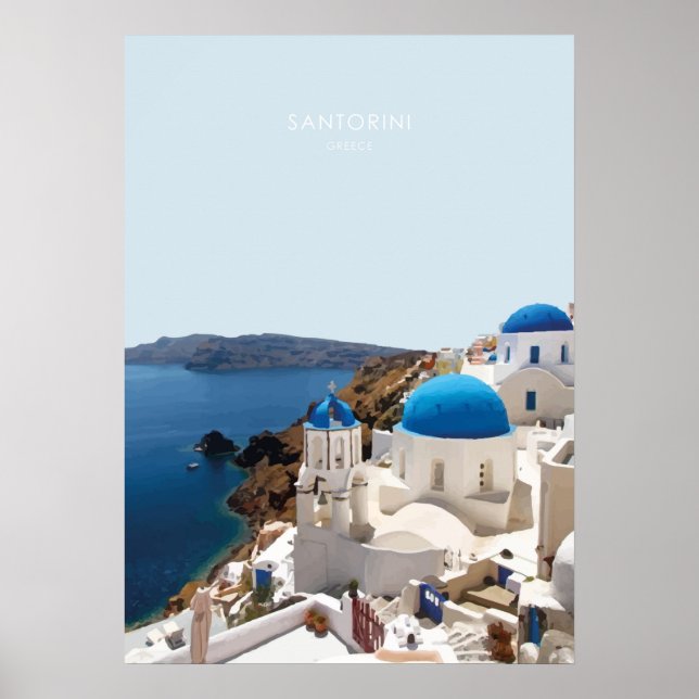 Póster Santorini, Grecia Viaje Artwork (Frente)