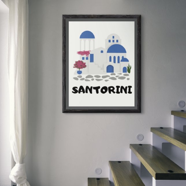 Póster Santorini Grecia Vintage (Santorini Greece Vintage Travel Poster)