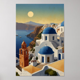 Póster Santorini Grecia Vintage Grecia Viaje