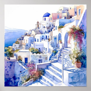 Póster Santorini Grecia Wall Art Square Poster