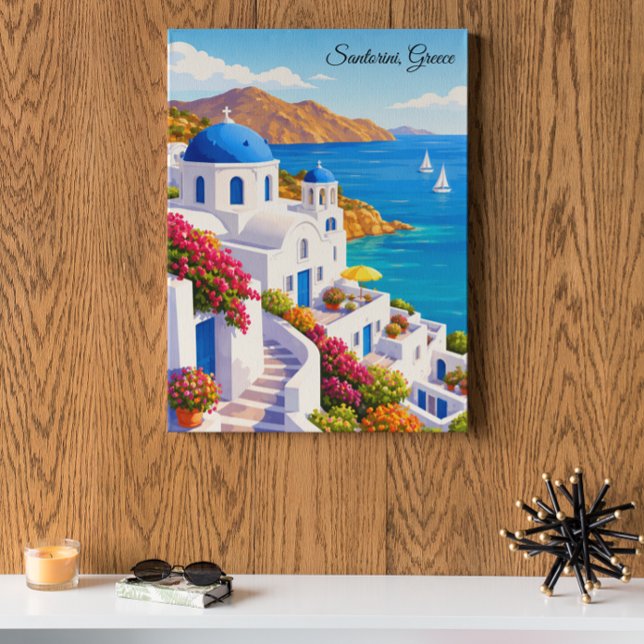 Póster Santorini Greece Vintage Europe Vacation Travel  (Santorini Greece Vintage Europe Vacation Travel Poster)