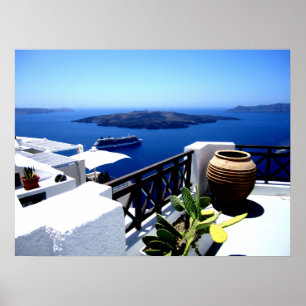 Póster Santorini patio scene