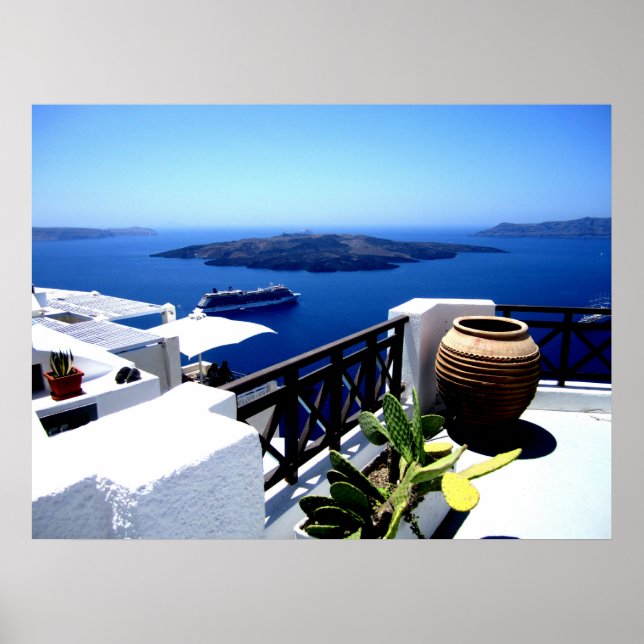 Póster Santorini patio scene (Frente)