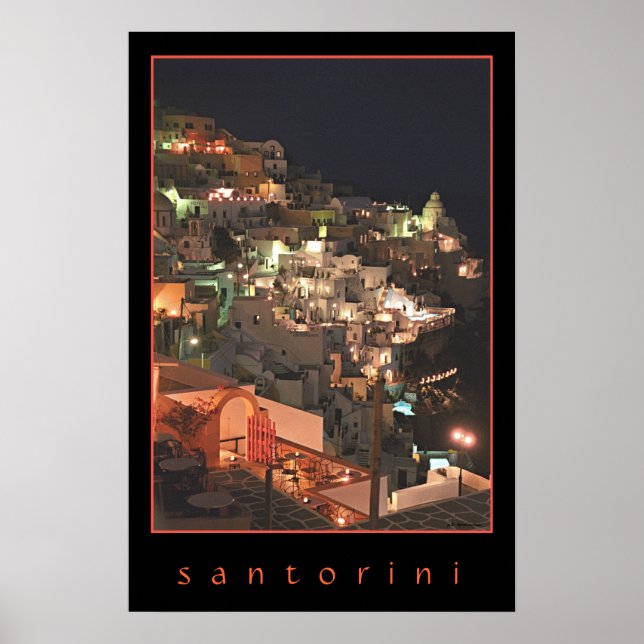 Póster Santorini por la noche (Frente)