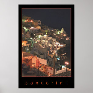 Póster Santorini por noche