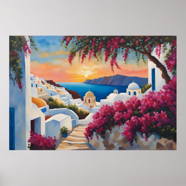 Póster Santorini Sunset Bliss (Frente)