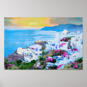 Póster Santorini Sunset Views from Oia