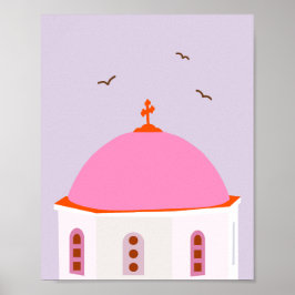 Póster Santorini Viaja Grecia Rosa Y Púrpura