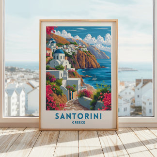 Póster Santorini Viaje Imprimir Poster Grecia Pared Art