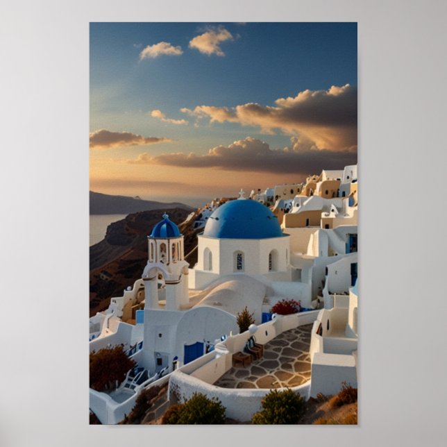 Póster Santorini - Viajes Clásicos (Frente)