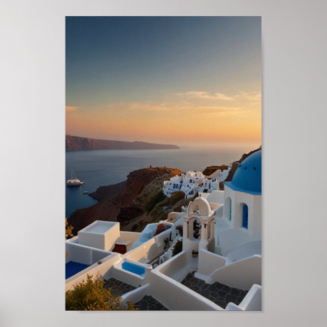 Póster Santorini - Viajes Clásicos (Frente)