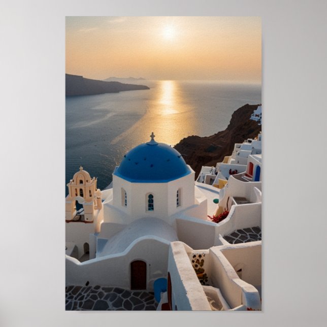 Póster Santorini - Viajes de época (Frente)