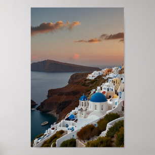 Póster Santorini - Viajes de época