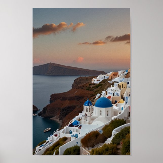 Póster Santorini - Viajes de época (Frente)