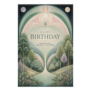 Póster Santuario de Cumpleaños Bosque Encantado