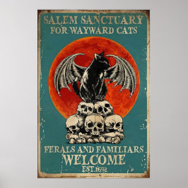 Póster Santuario De Salem Para Gatos Que Se Saltan, Gato 