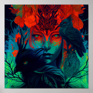 Póster Santuario - Hermosa pintura mural femenina