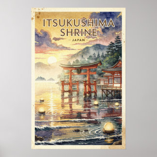 Póster Santuario Itsukushima Japón Viaje Vintage