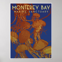 Póster Santuario marino de la bahía de Monterey; medusas