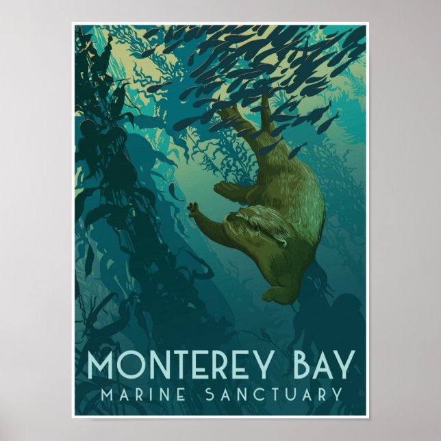 Póster Santuario marino de la bahía de Monterey; Otter (Frente)
