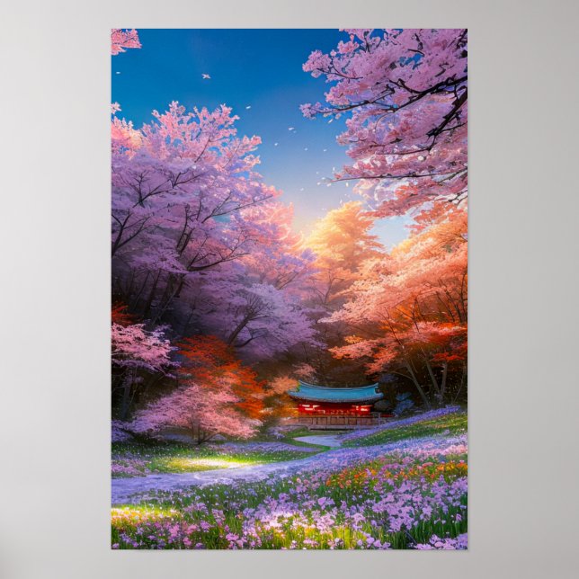 Póster Santuario oculto de los árboles de Sakura (Frente)