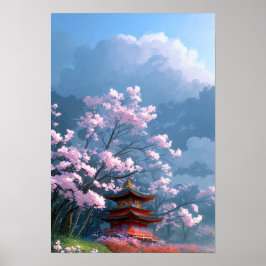 Póster Santuario Sakura: El templo de la madera