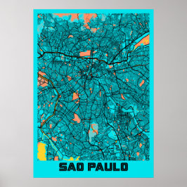 Póster Sao Paulo - Brasil: Mapa de la ciudad de Gloria