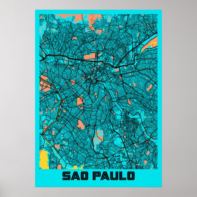 Póster Sao Paulo - Brasil: Mapa de la ciudad de Gloria (Frente)