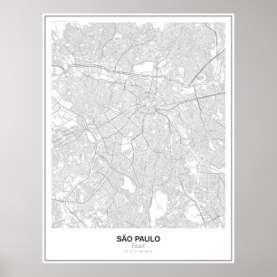 Póster São Paulo, Brasil, Poster Minimalista de mapas (es