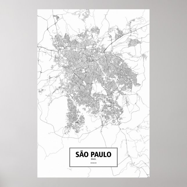 Póster Sao Paulo, Brazil (black on white) (Frente)
