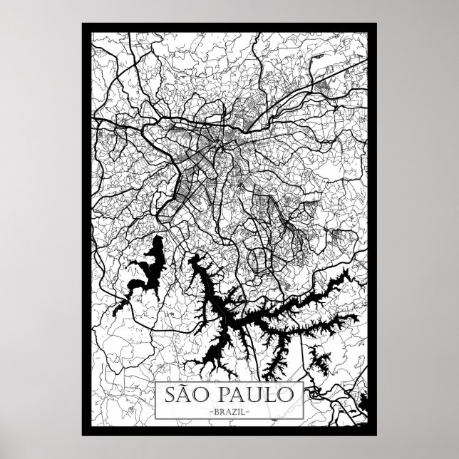 Póster São Paulo Brazil Map (Frente)