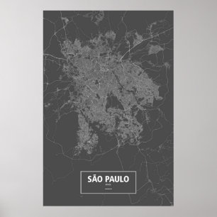 Póster Sao Paulo, el Brasil (blanco en negro)