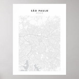 Póster Sao Paulo White City Map Poster