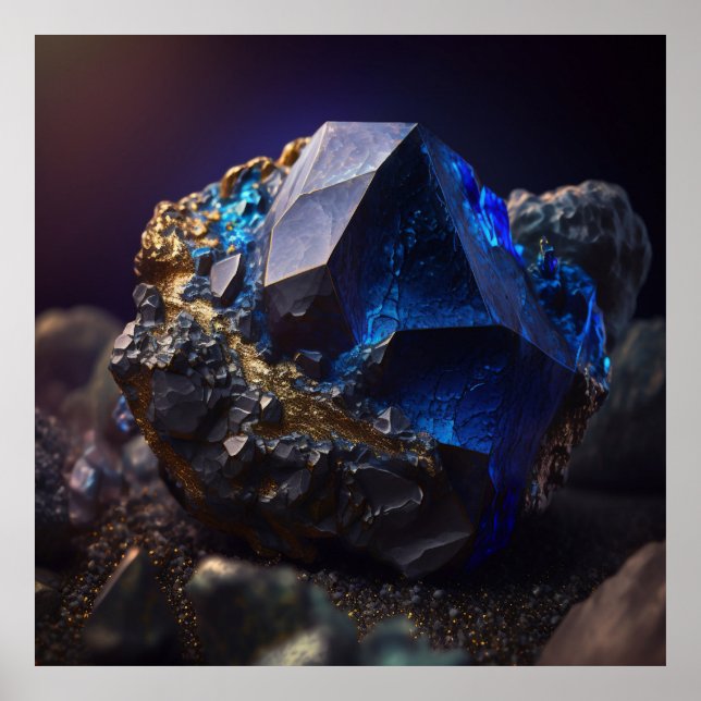 Póster Sapphire Ore Macro Poster - Metamorphic Rock Print (Frente)