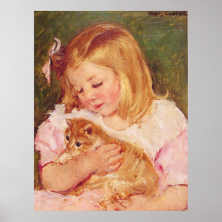 Póster Sara sosteniendo un gato, Mary Cassatt