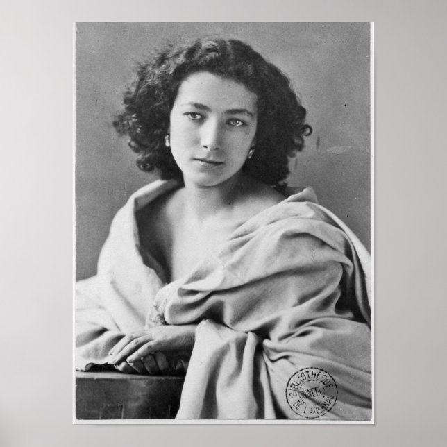 Póster Sarah Bernhardt disfrazada, c.1860 (Frente)