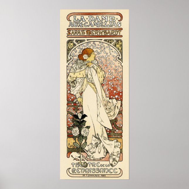 Póster SARAH BERNHARDT Teatro de París Mucha Art Nouveau (Frente)