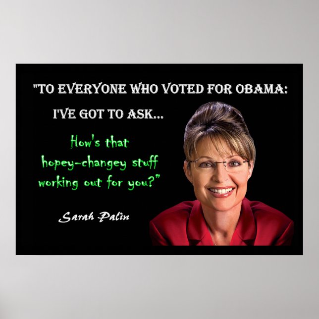 Póster Sarah Palin - Hopey-Changey (Frente)