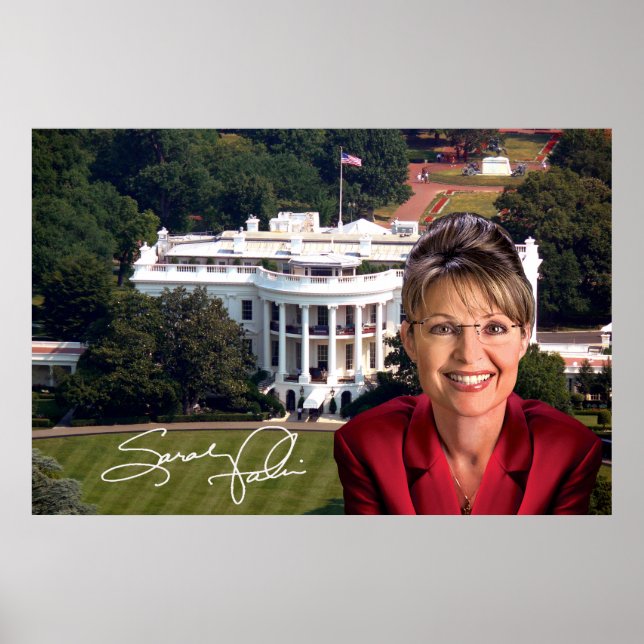 Póster Sarah Palin y Casa Blanca (Frente)