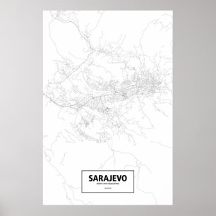 Póster Sarajevo, Bosnia y Herzegovina (negro sobre blanco