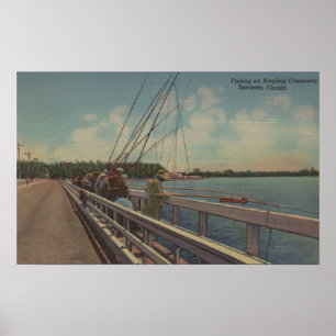 Póster Sarasota, FL - Vista de la gente pescando