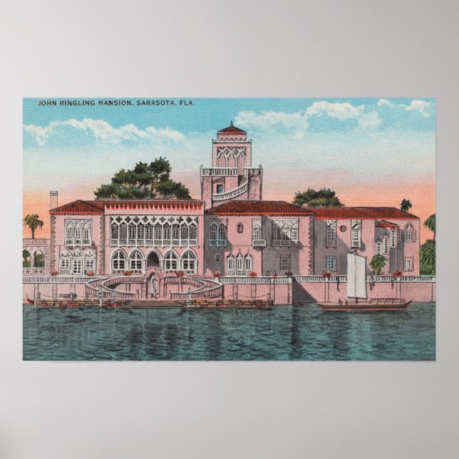 Póster Sarasota, Florida - Vista de John Ringling (Frente)